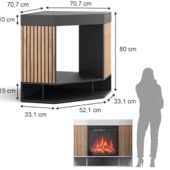 Elektrokamin Lynea Schwarz 100 cm mit realistischem Flammeneffekt und Heizung 1800W Vicco