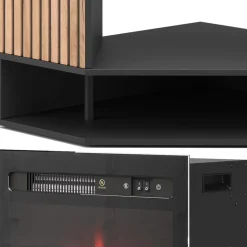 Elektrokamin Lynea Schwarz 100 cm mit realistischem Flammeneffekt und Heizung 1800W Vicco