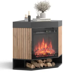 Elektrokamin Lynea Schwarz 100 cm mit realistischem Flammeneffekt und Heizung 1800W Vicco