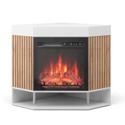 Elektrokamin Lynea Weiß 100 cm mit realistischem Flammeneffekt und Heizung 1800W Vicco