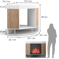 Elektrokamin Lynea Weiß 100 cm mit realistischem Flammeneffekt und Heizung 1800W Vicco