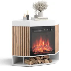 Elektrokamin Lynea Weiß 100 cm mit realistischem Flammeneffekt und Heizung 1800W Vicco