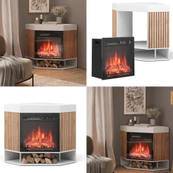 Elektrokamin Lynea Weiß 100 cm mit realistischem Flammeneffekt und Heizung 1800W Vicco