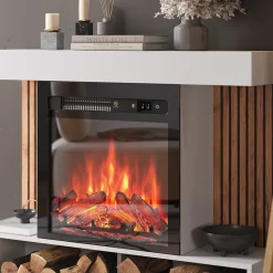 Elektrokamin Lynea Weiß 100 cm mit realistischem Flammeneffekt und Heizung 1800W Vicco
