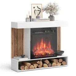 Elektrokamin Lynea Weiß 100 cm mit realistischem Flammeneffekt und Heizung 1800W Vicco