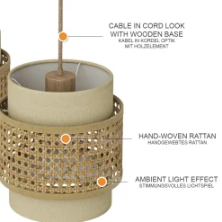 3er Pendelleuchte Morten Creme 70 x 120 cm Vicco