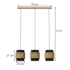 3er Pendelleuchte Morten Schwarz 70 x 120 cm Vicco