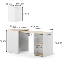 Esstisch Adam Greige/Artisan 60 x 50.4 cm ausziehbar Vicco