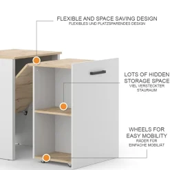 Esstisch Adam Greige/Artisan 60 x 50.4 cm ausziehbar Vicco