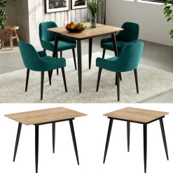 Esstisch Beaver Schwarz/Goldkraft Eiche 80 x 70 cm ausziehbar Vicco