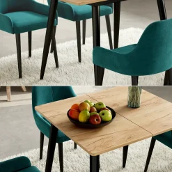 Esstisch Beaver Schwarz/Goldkraft Eiche 80 x 70 cm ausziehbar Vicco