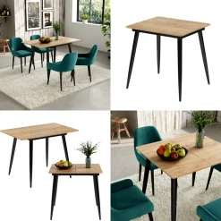 Esstisch Beaver Schwarz/Goldkraft Eiche 80 x 70 cm ausziehbar Vicco