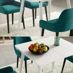 Esstisch Beaver Weiß 80 x 70 cm ausziehbar Vicco