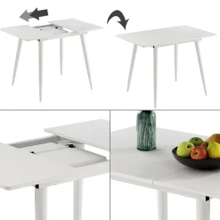 Esstisch Beaver Weiß 80 x 70 cm ausziehbar Vicco