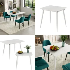 Esstisch Beaver Weiß 80 x 70 cm ausziehbar Vicco