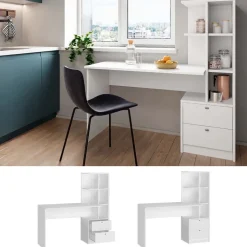 Esstisch Denton Weiß 136 x 55 cm mit 2 Schubladen Vicco