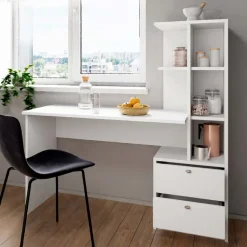 Esstisch Denton Weiß 136 x 55 cm mit 2 Schubladen Vicco