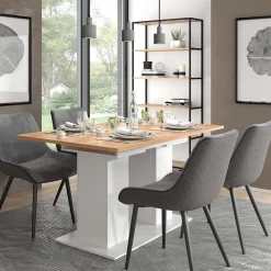 Esstisch Dix Weiß/Goldkraft Eiche 180 x 90 cm Vicco