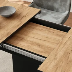 Esstisch Fenaro Goldkraft Eiche/Schwarz 120 x 80 cm mit offenen Fächern Vicco