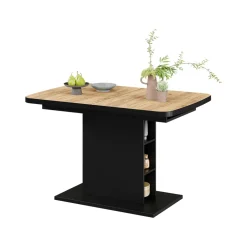 Esstisch Fenaro Goldkraft Eiche/Schwarz 120 x 80 cm mit offenen Fächern Vicco