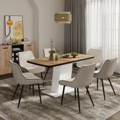 Esstisch Fenaro Goldkraft Eiche/Weiß 120 x 80 cm ausziehbar Vicco