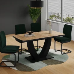 Esstisch Fenaro Goldkraft Eiche/Schwarz 120 x 80 cm ausziehbar Vicco