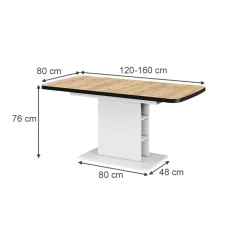 Esstisch Fenaro Goldkraft Eiche/Weiß 120 x 80 cm mit offenen Fächern Vicco
