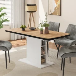 Esstisch Fenaro Goldkraft Eiche/Weiß 120 x 80 cm mit offenen Fächern Vicco