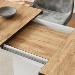 Esstisch Fenaro Goldkraft Eiche/Weiß 120 x 80 cm mit offenen Fächern Vicco