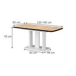 Esstisch Fenaro Goldkraft Eiche/Weiß 120 x 80 cm 2 Teile Vicco