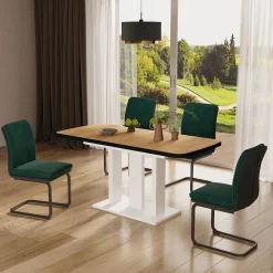 Esstisch Fenaro Goldkraft Eiche/Weiß 120 x 80 cm 2 Teile Vicco