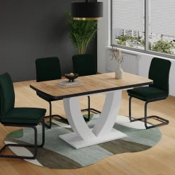 Esstisch Fenaro Goldkraft Eiche/Weiß 120 x 80 cm ausziehbar Vicco