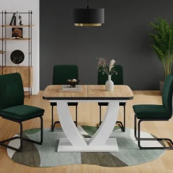 Esstisch Fenaro Goldkraft Eiche/Weiß 120 x 80 cm ausziehbar Vicco