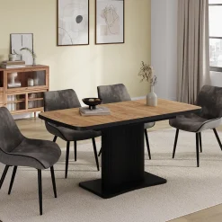 Esstisch Fenaro Goldkraft Eiche/Schwarz 120 x 80 cm ausziehbar Vicco