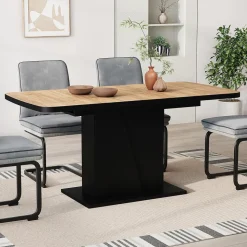 Esstisch Fenaro Goldkraft Eiche/Schwarz 120 x 80 cm ausziehbar Vicco