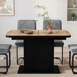 Esstisch Fenaro Goldkraft Eiche/Schwarz 120 x 80 cm ausziehbar Vicco