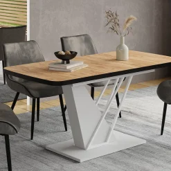 Esstisch Fenaro Goldkraft Eiche/Weiß 120 x 80 cm ausziehbar Vicco