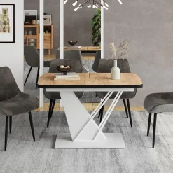 Esstisch Fenaro Goldkraft Eiche/Weiß 120 x 80 cm ausziehbar Vicco