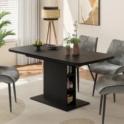 Esstisch Fenaro Schwarz 120 x 80 cm mit offenen Fächern Vicco