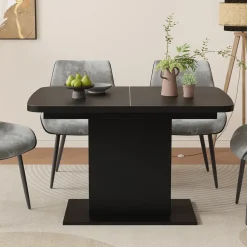 Esstisch Fenaro Schwarz 120 x 80 cm mit offenen Fächern Vicco