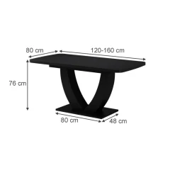 Esstisch Fenaro Schwarz 120 x 80 cm ausziehbar Vicco