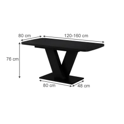 Esstisch Fenaro Schwarz 120 x 80 cm ausziehbar Vicco