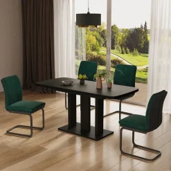 Esstisch Fenaro Schwarz 120 x 80 cm 2 Teile Vicco