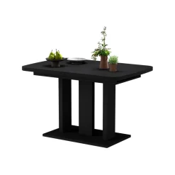 Esstisch Fenaro Schwarz 120 x 80 cm 2 Teile Vicco