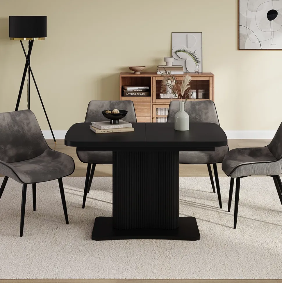 Esstisch Fenaro Schwarz 120 x 80 cm ausziehbar Vicco