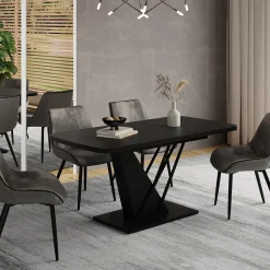 Esstisch Fenaro Schwarz 120 x 80 cm ausziehbar Vicco