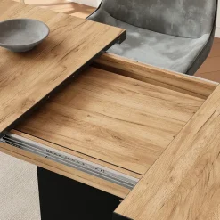 Esstisch Fenaro Schwarz/Eiche 120 x 80 cm mit offenen Fächern Vicco