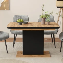 Esstisch Fenaro Schwarz/Eiche 120 x 80 cm mit offenen Fächern Vicco