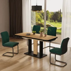 Esstisch Fenaro Schwarz/Eiche 120 x 80 cm 2 Teile Vicco