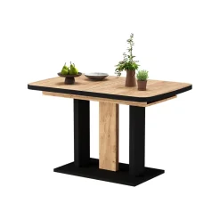 Esstisch Fenaro Schwarz/Eiche 120 x 80 cm 2 Teile Vicco